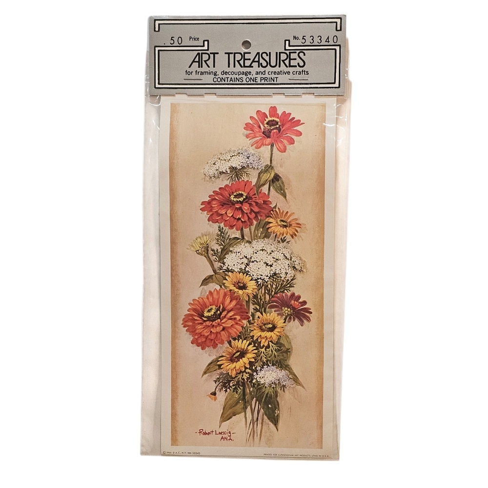 VTG 1966 Art Treasures Print by Robert Laessig - ANA 13" x 5" Framing Decoupage